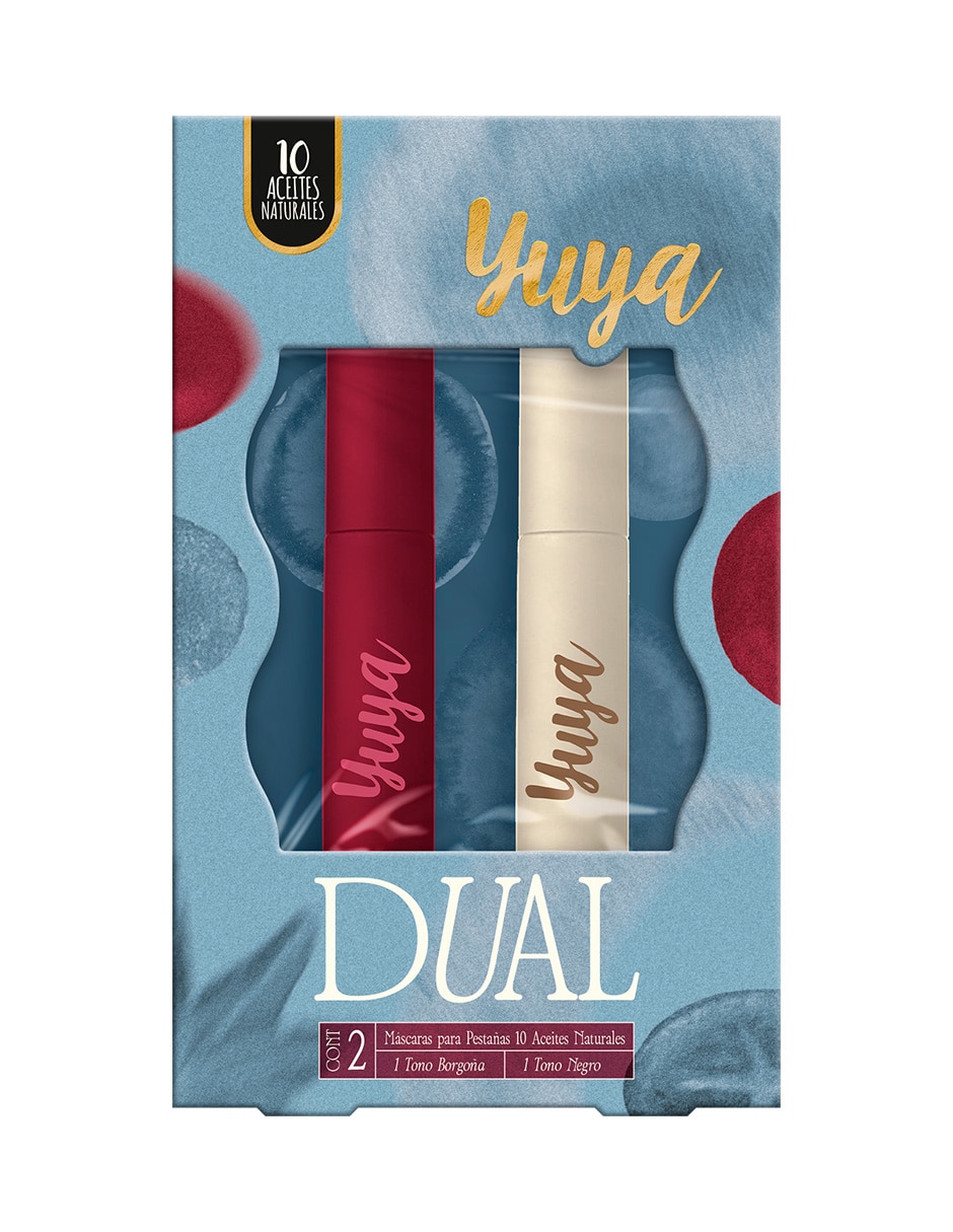 Set de maquillaje Dual Máscara 10 Aceites Esenciales Negra+ Máscara 10 Aceites Borgoña